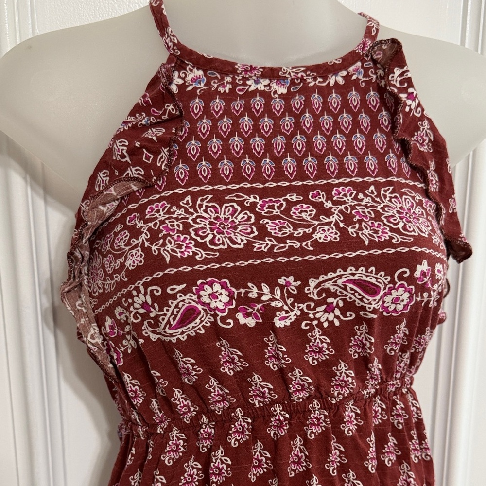 Girls Maroon Halter Dress - Picture 2 of 3